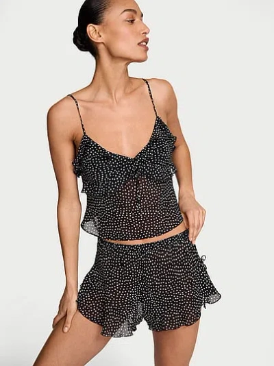 Victoria's Secret Dream Angels Chiffon Polka Dot Flutter Cami Set In Animal Print