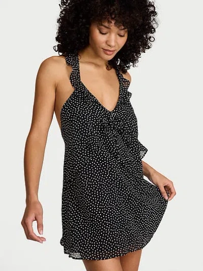 Victoria's Secret Dream Angels Chiffon Polka Dot Flutter Mini Dress In Animal Print