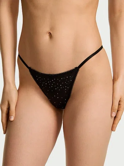 Victoria's Secret Dream Angels Crystal Shimmer String Thong Panty In Black