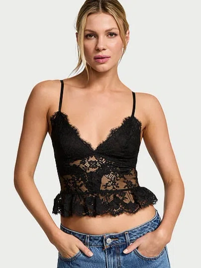Victoria's Secret Dream Angels Dare To Lace Flounce Bra Top In Black
