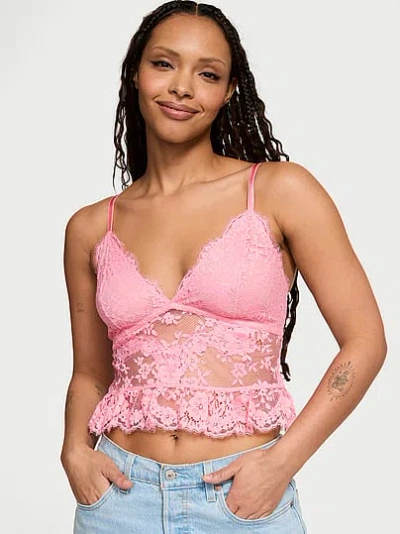Victoria's Secret Dream Angels Dare To Lace Flounce Bra Top In Pink