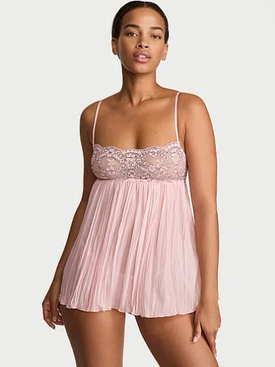 Victoria's Secret Dream Angels Dare To Lace Pleated Babydoll Set In Multicolored