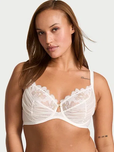 Victoria's Secret Dream Angels Fabulous By Peony Embroidery Unlined Full-cup Bra In White