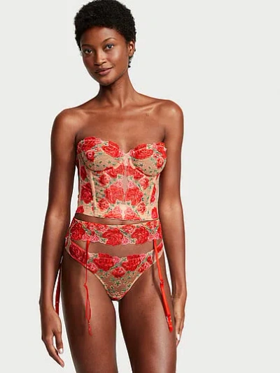 Victoria's Secret Dream Angels Floral Embroidery Garter Belt In Multi