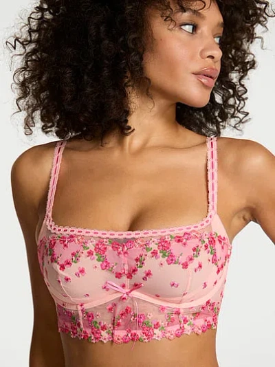 Victoria's Secret Dream Angels Hearts & Roses Embroidery Bra Top In Animal Print