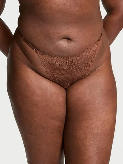 Victoria's Secret Dream Angels Lace Adjustable V-string Panty In Brown