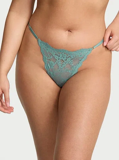 Victoria's Secret Dream Angels Lace Adjustable V-string Panty In Green