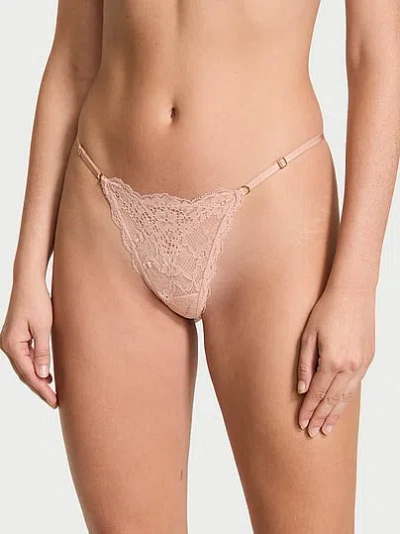 Victoria's Secret Dream Angels Lace Adjustable V-string Panty In Neutral