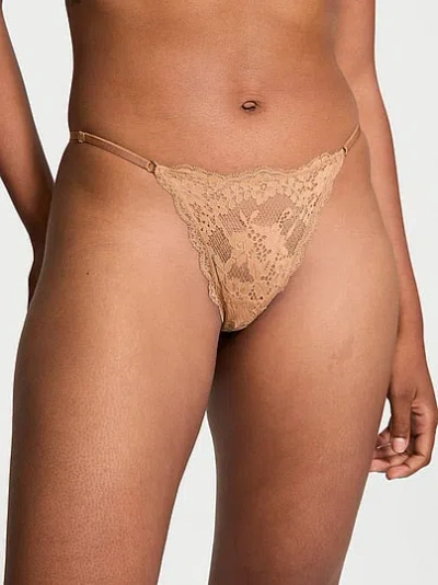 Victoria's Secret Dream Angels Lace Adjustable V-string Panty In Neutral