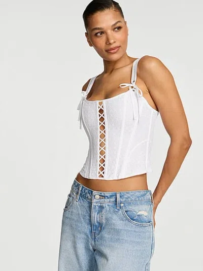 Victoria's Secret Dream Angels Lace & Cotton Corset Top In White