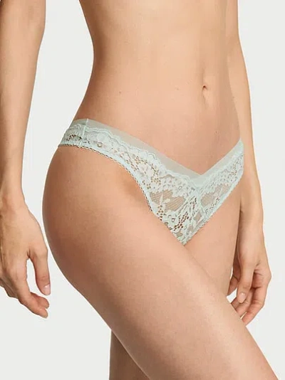 Victoria's Secret Dream Angels Lace & Mesh Thong Panty In Blue