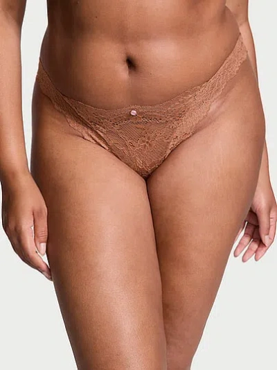 Victoria's Secret Dream Angels Lace Brazilian Panty In Brown