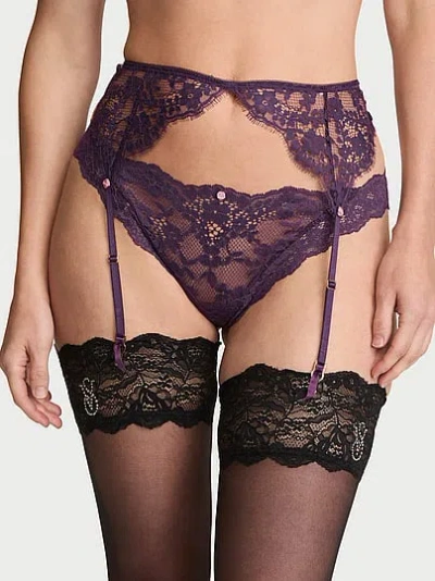 Victoria's Secret Dream Angels Lace Garter Belt In Purple