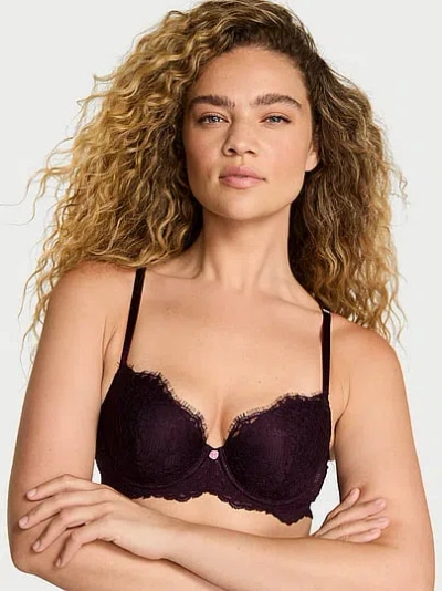 Victoria's Secret Dream Angels Lace Lightly Lined Classic Coverage Demi Bra In Brown