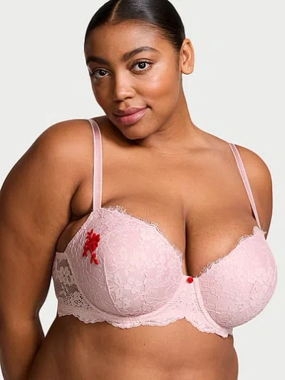 Victoria's Secret Dream Angels Lace Lightly Lined Demi Bra In Pink