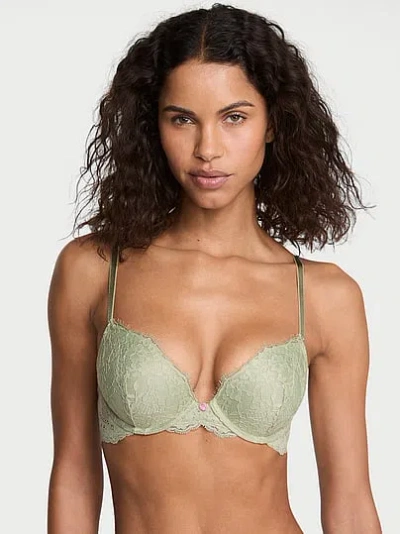 Victoria's Secret Dream Angels Lace Push-up Bra In Green