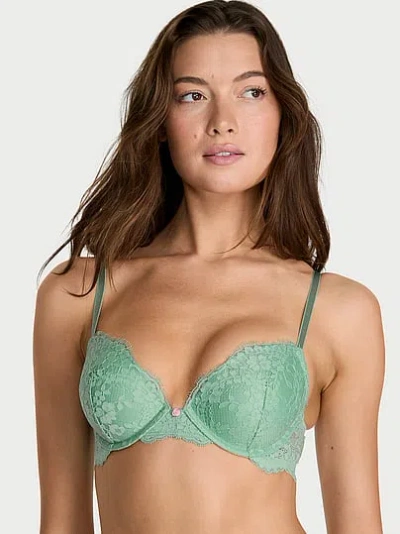 Victoria's Secret Dream Angels Lace Push-up Bra In Green