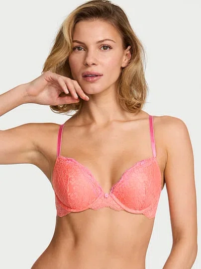 Victoria's Secret Dream Angels Lace Push-up Bra In Orange