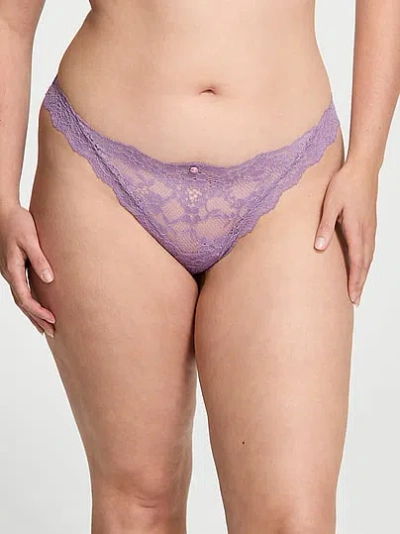 Victoria's Secret Dream Angels Lace Thong Panty In Purple