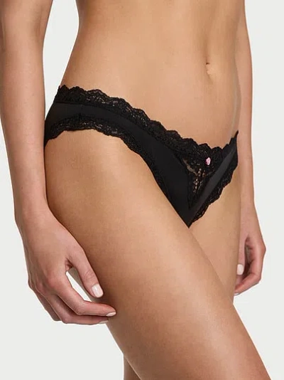 Victoria's Secret Dream Angels Lace-trim Bikini Panty In Black