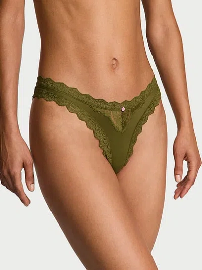 Victoria's Secret Dream Angels Lace-trim Brazilian Panty In Green