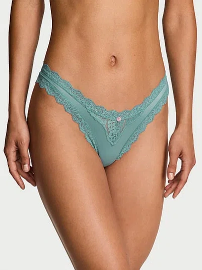 Victoria's Secret Dream Angels Lace-trim Brazilian Panty In Blue