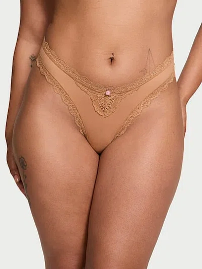 Victoria's Secret Dream Angels Lace-trim Brazilian Panty In Brown