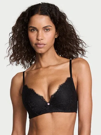 Victoria's Secret Dream Angels Lace Wireless Push-up Bra In Black