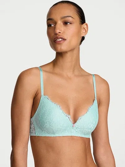 Victoria's Secret Dream Angels Lace Wireless Push-up Bra In Blue