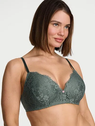 Victoria's Secret Dream Angels Lace Wireless Push-up Bra In Green
