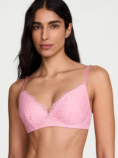 Victoria's Secret Dream Angels Lace Wireless Push-up Bra In Pink