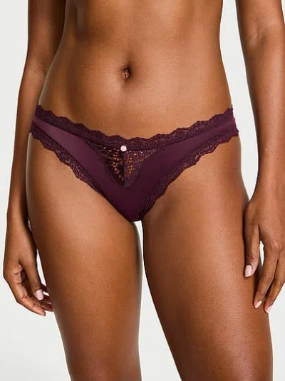 Victoria's Secret Dream Angels Lace-trim Bikini Panty In Burgundy
