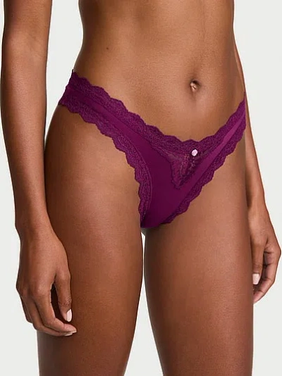 Victoria's Secret Dream Angels Lace-trim Brazilian Panty In Purple