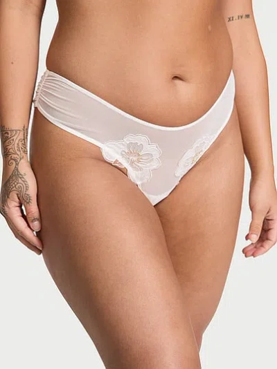 Victoria's Secret Dream Angels Peony Embroidery Brazilian Panty In White