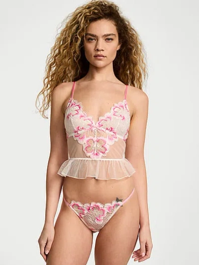 Victoria's Secret Dream Angels Peony Embroidery Flounce Bra Top In Multi