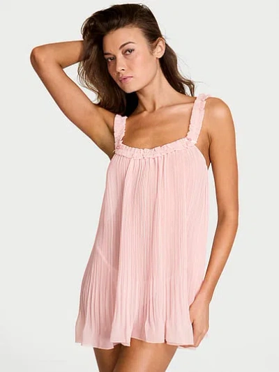 Victoria's Secret Dream Angels Pleated Ruffle Babydoll Set In Pink