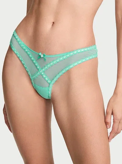Victoria's Secret Dream Angels Ribbon Slot Mesh Brazilian Panty In Blue