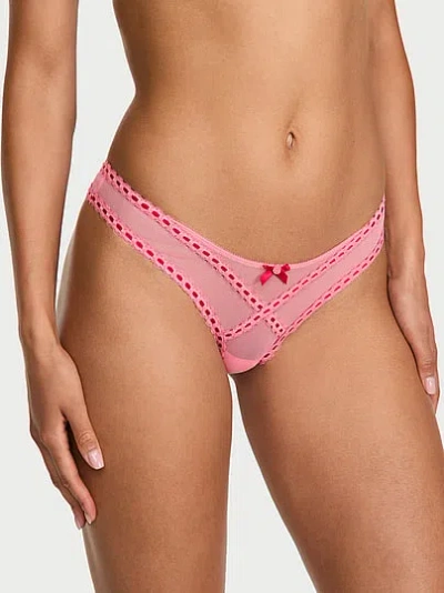 Victoria's Secret Dream Angels Ribbon Slot Mesh Brazilian Panty In Pink