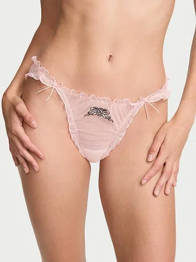 Victoria's Secret Dream Angels Ruffled Mesh Bows Bikini Panty In Pink