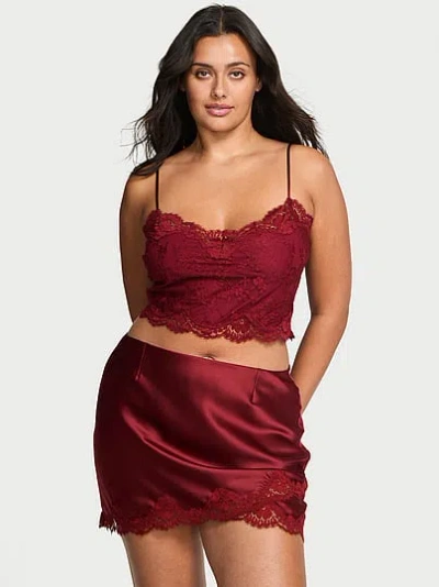 Victoria's Secret Dream Angels Satin Lace Cami & Mini Skirt Set In Red