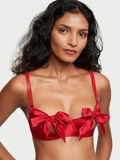 Victoria's Secret Dream Angels Satin Peekaboo Bow Balconette Bra In Multi