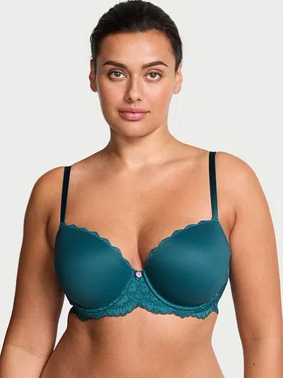 Victoria's Secret Dream Angels Smooth & Lace Lightly Lined Demi Bra In Blue