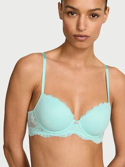 Victoria's Secret Dream Angels Smooth & Lace Lightly Lined Demi Bra In Blue