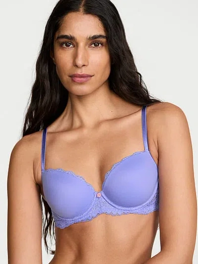 Victoria's Secret Dream Angels Smooth & Lace Lightly Lined Demi Bra In Blue
