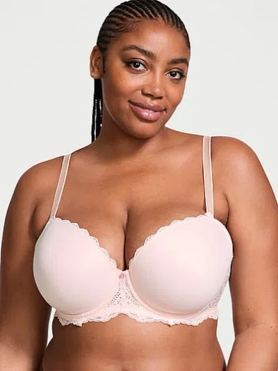 Victoria's Secret Dream Angels Smooth & Lace Lightly Lined Demi Bra In Pink
