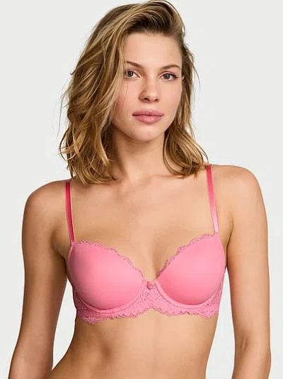 Victoria's Secret Dream Angels Smooth & Lace Lightly Lined Demi Bra In Pink