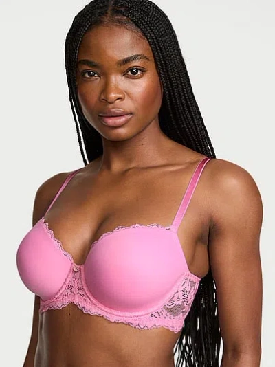 Victoria's Secret Dream Angels Smooth & Lace Lightly Lined Demi Bra In Pink