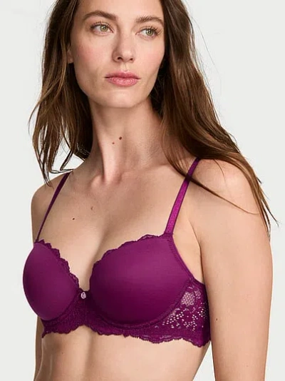 Victoria's Secret Dream Angels Smooth & Lace Lightly Lined Demi Bra In Purple