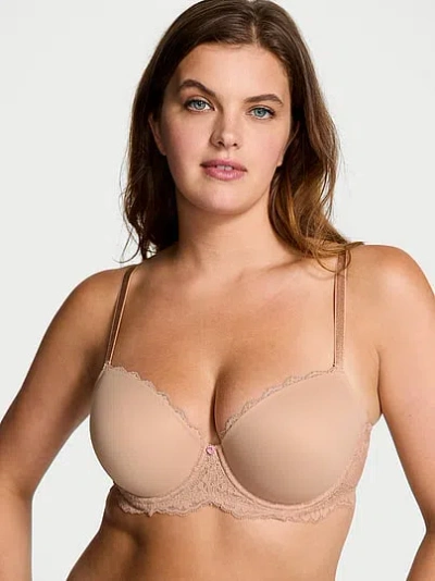 Victoria's Secret Dream Angels Smooth & Lace Lightly Lined Demi Bra In Brown