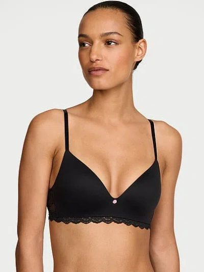 Victoria's Secret Dream Angels Smooth & Lace Wireless Push-up Bra In Black